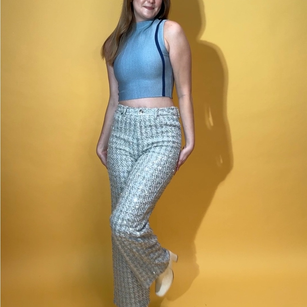 🎉SALE🎉 Silver Sequin Tweed Women's Pants